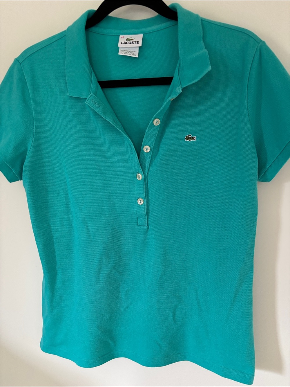 Lacoste Teal Stretch Cotton Polo Top
